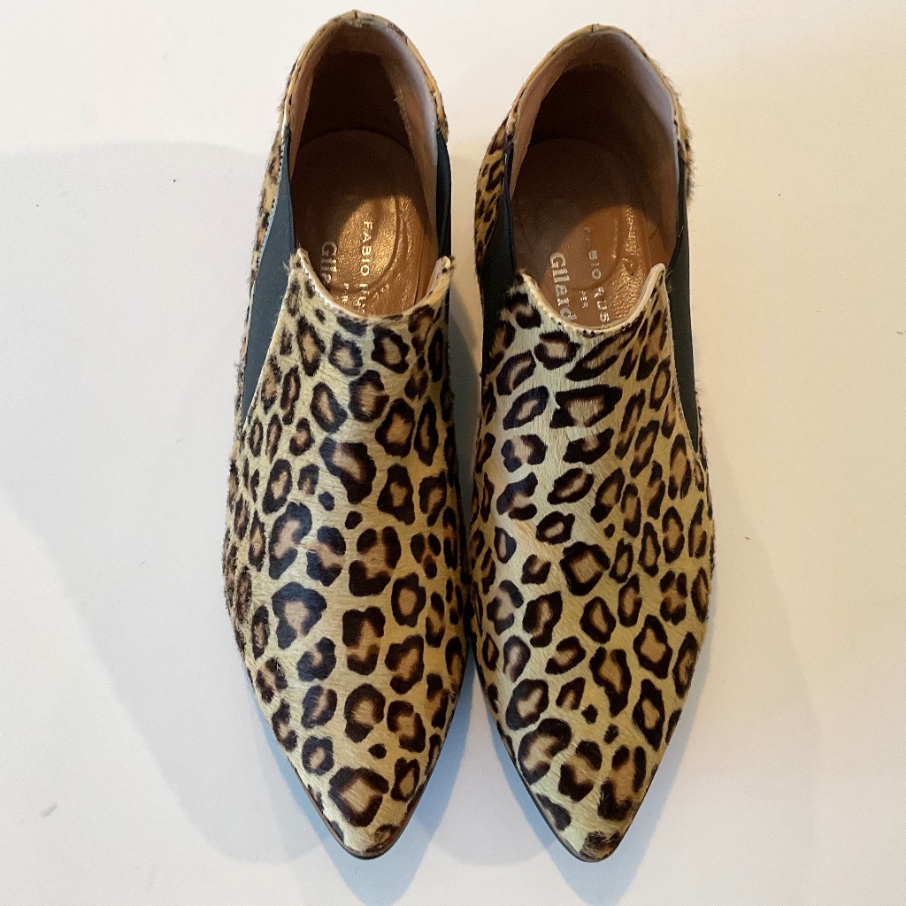 Fabio Rusconi Italy Animal Print Calf Hair Pointed Toe Booties Size 7 Eu 37